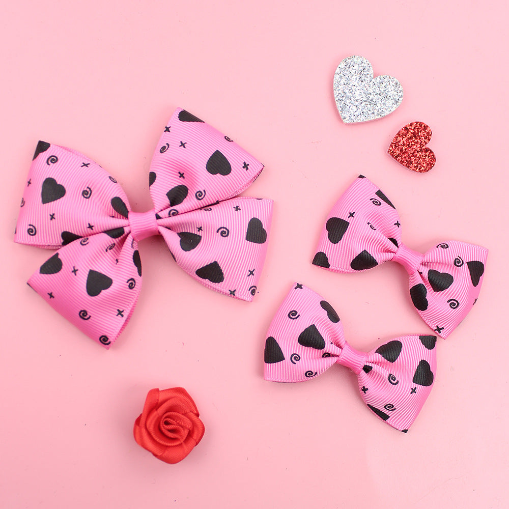 Wholesale 5pcs Valentine's Day Love Heart Children's Girl Side Clip One Large and Two Small Hairpins